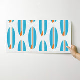 Aqua Blue and Orange Classic Surfboards Wallpaper - Extremely Stoked® Eco Beach Luxe Collection
