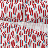 Surfer Red and Aqua Ocean Blue Classic Surfboards Sheet Set from Surfer Bedding™️ Large Scale - Extremely Stoked