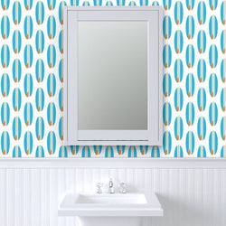 Aqua Blue and Orange Classic Surfboards Wallpaper - Extremely Stoked