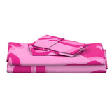 Soft Pink with Surfer Girl Hot Pink Hawaiian Flowers Sheet Set