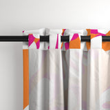Orange, Hot Pink and White Hawaiian Flowers Window Curtains - Extremely Stoked® Eco Beach Luxe Collection - Large Scale