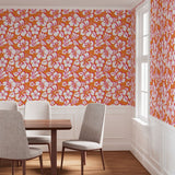Orange, White and Hot Pink Hawaiian Flowers Wallpaper - Extremely Stoked® Eco Beach Luxe Collection