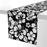Black with White Hawaiian Flowers Table Runner - Extremely Stoked