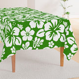 Fresh Green and White Hawaiian Flowers Square and Rectangular Tablecloth - Extremely Stoked