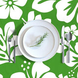 Fresh Green and White Hawaiian Flowers Square and Rectangular Tablecloth - Extremely Stoked