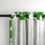 White Hawaiian Flowers on Fresh Green Window Curtains - Extremely Stoked® Eco Beach Luxe Collection - Medium Scale