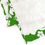 White Hawaiian Flowers on Fresh Green Window Curtains - Extremely Stoked® Eco Beach Luxe Collection - Medium Scale