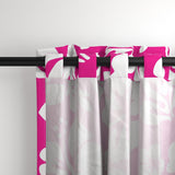 White Hawaiian Flowers on Hot Pink Window Curtains - Extremely Stoked® Eco Beach Luxe Collection - Medium Scale