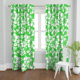 Bright Lime Green and White Hibiscus and Hawaiian Flowers Duvet Cover -Medium Scale - Extremely Stoked