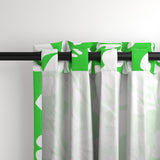 White Hawaiian Flowers on Lime Green Window Curtains - Extremely Stoked® Eco Beach Luxe Collection - Medium Scale