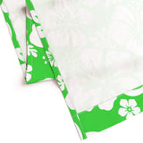 White Hawaiian Flowers on Lime Green Window Curtains - Extremely Stoked® Eco Beach Luxe Collection - Medium Scale