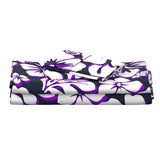 Navy Blue, White and Purple Hawaiian Flowers Sheet Set from Surfer Bedding™️ Medium Scale - Extremely Stoked