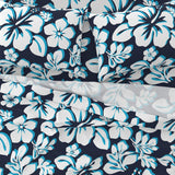 Ocean Blues Hawaiian Hibiscus Flowers Sheet Set from Surfer Bedding™️ Medium Scale - Extremely Stoked