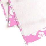 White Hawaiian Flowers on Pink Window Curtains - Extremely Stoked® Eco Beach Luxe Collection - Medium Scale