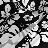 Black and White Hawaiian Flowers Sheet Set from Surfer Bedding™️ Medium Scale - Extremely Stoked