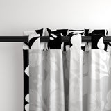 White Hawaiian Flowers on Black Window Curtains - Extremely Stoked® Eco Beach Luxe Collection - Medium Scale