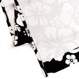 White Hawaiian Flowers on Black Window Curtains - Extremely Stoked® Eco Beach Luxe Collection - Medium Scale