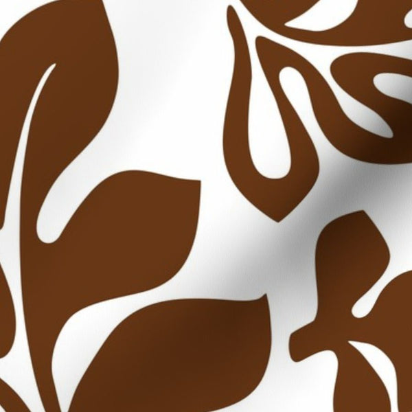 Brown and White Hawaiian Flowers Bedding and Fabric Swatch