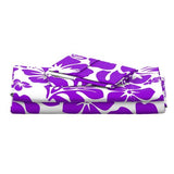 Purple Hawaiian Flowers on White Sheet Set from Surfer Bedding™️ Medium Scale - Extremely Stoked