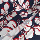 Surfer Red, White and Navy Blue Hawaiian Flowers Sheet Set Surfer Bedding™️ Medium Scale - Extremely Stoked