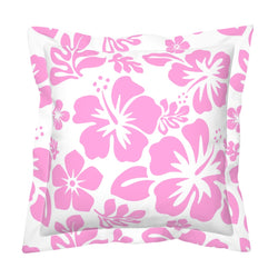 Pink Hawaiian Flowers on White Euro Pillow Sham – Extremely Stoked® Eco Beach Luxe Collection