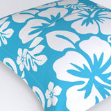 Aqua Blue and White Hawaiian Flowers Euro Pillow Sham – Extremely Stoked® Eco Beach Luxe Collection
