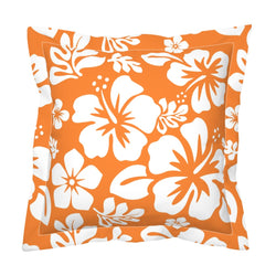 Orange and White Hawaiian Flowers Euro Pillow Sham – Extremely Stoked® Eco Beach Luxe Collection