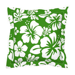 White Hawaiian Hibiscus Flowers on Fresh Green Euro Pillow Sham