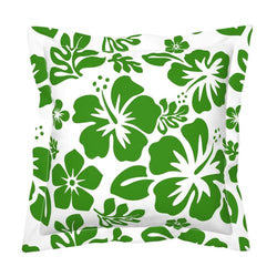 Fresh Green and White Hawaiian Hibiscus Flowers Euro Pillow Sham