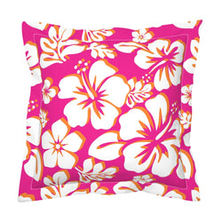 Hot Pink, White and Orange Hawaiian Flowers Euro Pillow Sham – Extremely Stoked® Eco Beach Luxe Collection