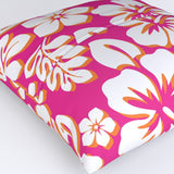 Hot Pink, White and Orange Hawaiian Flowers Euro Pillow Sham – Extremely Stoked® Eco Beach Luxe Collection