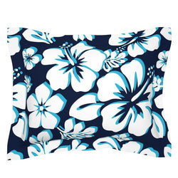 Ocean Blues Hawaiian Hibiscus Flowers Pillow Sham
