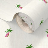 Palm Trees with Pink Surfboard Wallpaper - Extremely Stoked® Eco Beach Luxe Collection