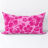 Raspberry Pinks Hawaiian Flowers Lumbar Throw Pillow - Extremely Stoked