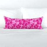 Raspberry Pinks Hawaiian Flowers Extra Long Lumbar Throw Pillow - Extremely Stoked