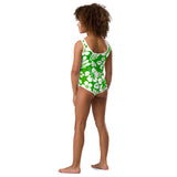 Fresh Green and White Hawaiian Flowers Kids Swimsuit - Extremely Stoked