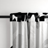 Black Hawaiian Flowers on White Window Curtains - Extremely Stoked® Eco Beach Luxe Collection - Large Scale
