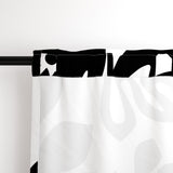 Black Hawaiian Flowers on White Window Curtains - Extremely Stoked® Eco Beach Luxe Collection - Large Scale