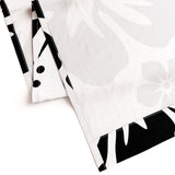 Black Hawaiian Flowers on White Window Curtains - Extremely Stoked® Eco Beach Luxe Collection - Large Scale