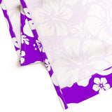 White Hawaiian Flowers on Purple Window Curtains - Extremely Stoked® Eco Beach Luxe Collection - Medium Scale
