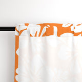 White Hawaiian Flowers on Orange Window Curtains - Extremely Stoked® Eco Beach Luxe Collection - Medium Scale
