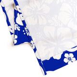 White Hawaiian Flowers on Royal Blue Window Curtains - Extremely Stoked® Eco Beach Luxe Collection - Medium Scale