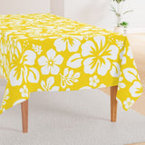 Yellow and White Hawaiian Flowers Square and Rectangular Tablecloth - Extremely Stoked