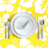 Yellow and White Hawaiian Flowers Square and Rectangular Tablecloth - Extremely Stoked