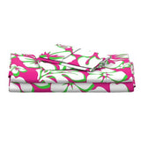 Preppy Surfer Girl Pink, Lime Green and White Hawaiian and Hibiscus Flowers Sheet Set from Surfer Bedding™️ Medium Scale - Extremely Stoked