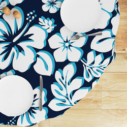 Ocean Blues Hawaiian Flowers Round Tablecloth - Extremely Stoked