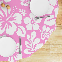 Pink and White Hawaiian Flowers Round Tablecloth - Extremely Stoked
