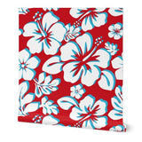 White, Red and Aqua Blue Hawaiian Hibiscus Flowers Wallpaper - Extremely Stoked