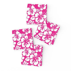Hot Pink and White Hawaiian Flowers Cocktail Napkins