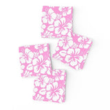 Pink and White Hawaiian Flowers Cocktail Napkins - Extremely Stoked® Beach Luxe Collection